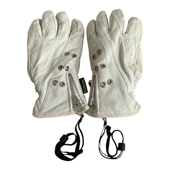 Women’s Ski Gloves BURTON Gore Tex White Leather Gloves Snow Sport Gloves - Picture 2 of 6